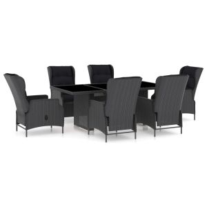 vidaXL set comedor jardín 7 pzas cojines ratán sintético gris oscuro