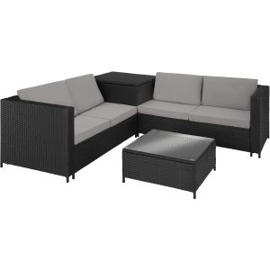 Conjunto de ratán siena, negro