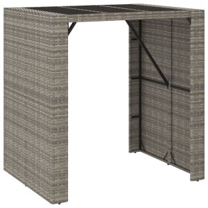 vidaXL mesa alta bar con superficie vidrio ratán pe gris 105x80x110 cm