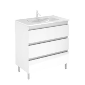 Conjunto mueble baño suspendido con 3 cajones + lavabo 【ancho 80】【blanco】