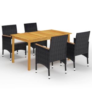 vidaXL juego de comedor de jardín de 5 piezas negro