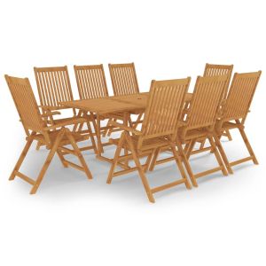 vidaXL conjunto de comedor de jardín 9 piezas madera maciza de teca