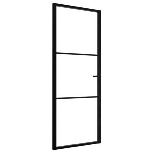 vidaXL puerta interior vidrio esg y aluminio negro 76x201,5 cm