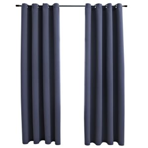 vidaXL cortinas opacas con anillas de metal 2 uds antracita 140x175 cm