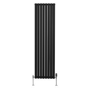 Radiador columna ovalada 1800 x 480mm &  válvulas cromadas trv | negro