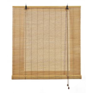 Estor de bambú, estor enrollable de bambú natural marrón claro, 150 x 175cm