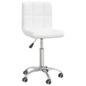 vidaXL silla de oficina giratoria de cuero sintético blanco