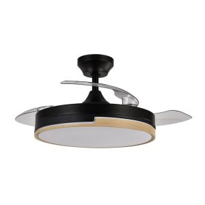 Ventilador dc 72w olimpia negro/madera 3 aspas