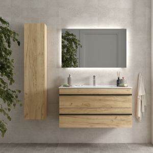 Mueble baño serie born 100 cm roble con tirador | lavabo