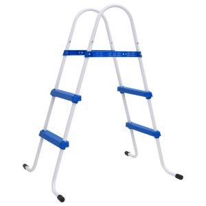 vidaXL escalera para piscina acero azul y blanco 84 cm