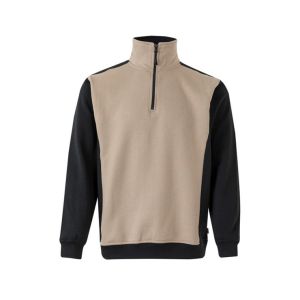 Sudadera bicolor cremallera 2xl beige arena/negro