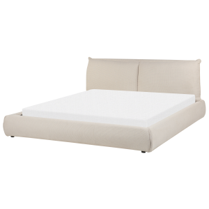 Cama con somier de tela beige 180 x 200 cm vinay