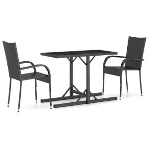 vidaXL juego de comedor para jardín 3 piezas negro