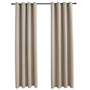 vidaXL cortinas opacas con anillas de metal 2 piezas beige 140x245 cm