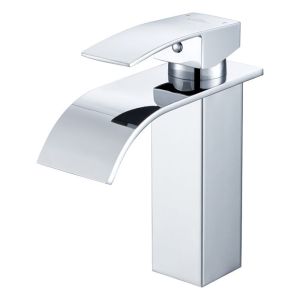 Grifo cromado para lavabo en cascada, mezclador cuadrado para lavabo de enc