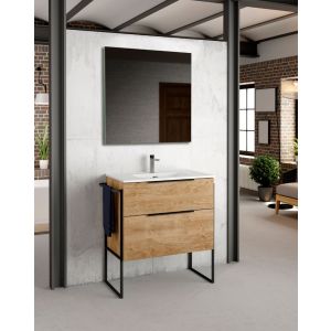 Mueble de baño al suelo con lavabo cerámico | 60 cm - roble natural