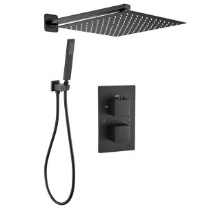 Valaz ducha empotrada termostática pared negro mate tajo 40cm