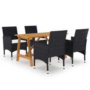 vidaXL juego de comedor de jardín de 5 piezas negro