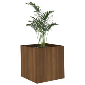 vidaXL jardinera de madera contrachapada marrón roble 40x40x40 cm