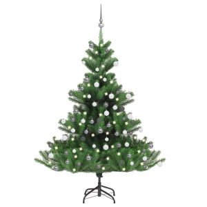 vidaXL árbol de navidad abeto nordmann con LEDs y bolas verde 150 cm