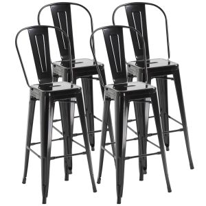 Taburetes de bar metal 44x49x116 cm homcom, hogar - cocina