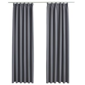 vidaXL cortinas opacas con ganchos 2 piezas gris 140x245 cm