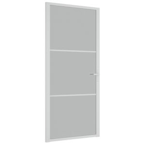 vidaXL puerta interior de vidrio y aluminio blanco mate 93x201,5 cm