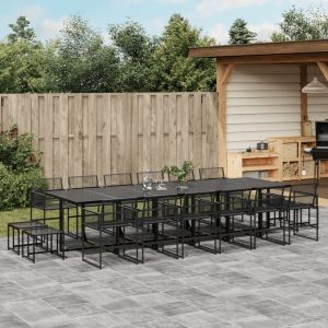 vidaXL set de comedor de jardín 17 pzas ratán sintético negro