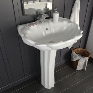 vidaXL lavabo de pie de cerámica blanco 580x510x200 mm
