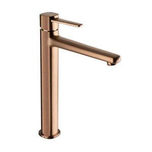 Grifo lavabo bronce cobre alto monomando glamour