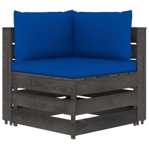 vidaXL sofá central seccional con cojines madera impregnada gris