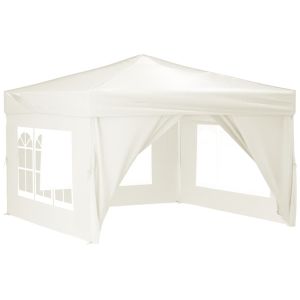 vidaXL carpa para fiestas plegable con paredes laterales crema 3x3 m