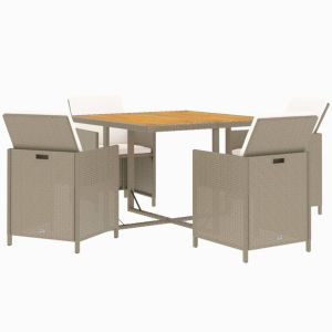 vidaXL set comedor de jardín 5 pzas con cojines ratán sintético beige