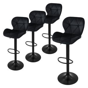 Juego 4x taburetes de bar negro sillas con respaldo asientos ajustables