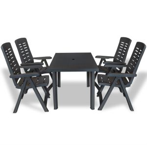 vidaXL set de comedor de jardín 5 piezas plástico gris antracita