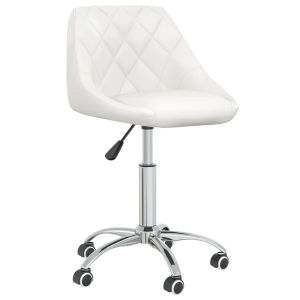 vidaXL silla de oficina giratoria de cuero sintético blanco