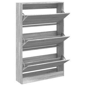 vidaXL zapatero de madera de ingeniería gris sonoma 80x21x125,5 cm