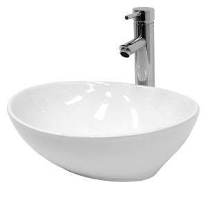 Lavabo cerámico ovalado 410 x 330 x 142 mm blanco ecd germany