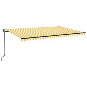 vidaXL toldo automático LED sensor de viento amarillo blanco 500x300cm