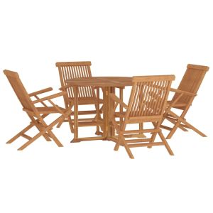 vidaXL set de comedor de jardín plegable 5 pzas madera maciza de teca