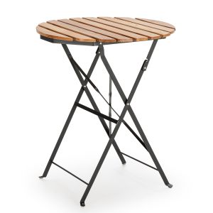Mesa de jardín plegable ambar de madera y metal negro 60x60 cm