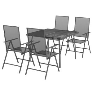 vidaXL juego de comedor de jardín 5 piezas acero gris antracita