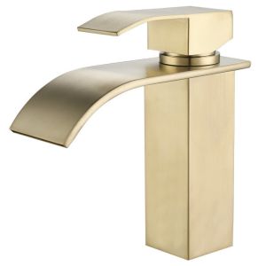 Grifo lavabo caño bajo dorado cepillado episco auri grifers