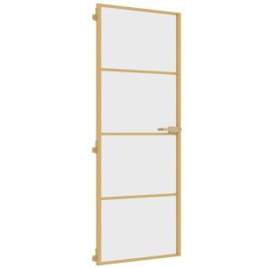 vidaXL puerta de interior dorada vidrio templado y aluminio 76x201,5cm