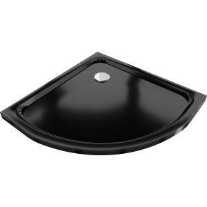 Plato de ducha antideslizante 70x70cm, semicircular negro