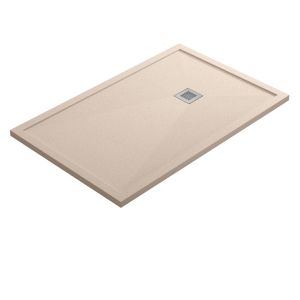 Plato ducha resina con borde valvula y rejilla | beige | 80 x 120cm