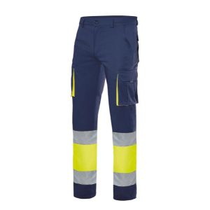 Velilla pantalon 100% algodon av s azul navy/amarillo fluor