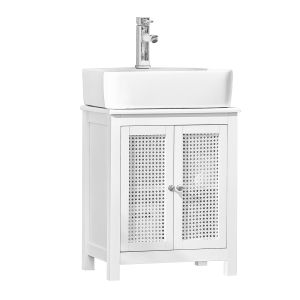 Armario lavabo con pie 2 niveles y 2 puertas bzr35-w sobuy