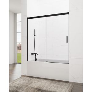 Mampara de bañera frontal + corredera basic 140-145cm transparente negro