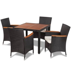 vidaXL set comedor de jardín 5 piezas y cojines ratán sintético negro